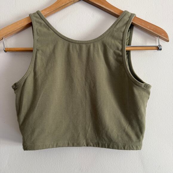 KLASSY NETWORK | Olive Green Cropped Notch Collar Brami Top | Medium - Picture 3 of 3
